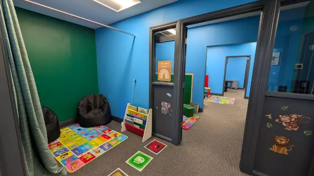 Calming corner with books and bean bag